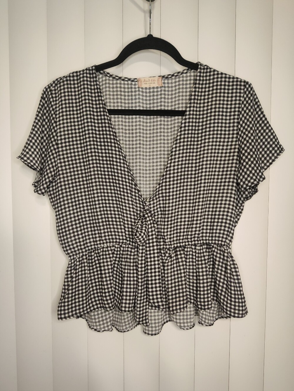 Altar'd State Black & White Gingham Top